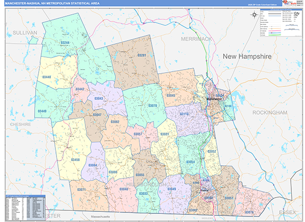 Manchester-Nashua Metro Area Wall Map